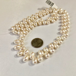 White Top Drilled Freshwater Pearls, 8MM