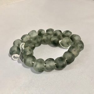 Light Gray Swirl Recycled Glass Beads (14mm)
