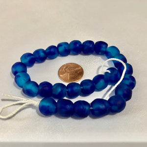 Aqua Swirl Recycled Glass Beads (11mm)