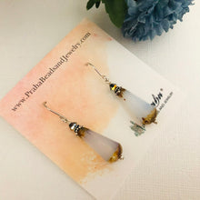 Load image into Gallery viewer, Czech Glass White Faceted Dangle Drop Earrings in Gold in Sterling Silver
