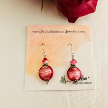 Load image into Gallery viewer, Pink Murano Glass Coin Earrings in Sterling Silver SPECIAL PRICE

