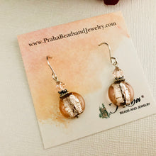 Load image into Gallery viewer, Light Peach Murano Glass Coin Earrings in Sterling Silver
