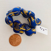 Load image into Gallery viewer, Indigo with Gold Wash Czech Glass Elephant, 20 x 23 MM
