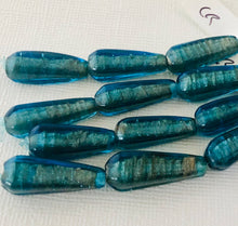 Load image into Gallery viewer, Czech Caribbean Blue Tapered Lampwork Glass Beads, 23 MM
