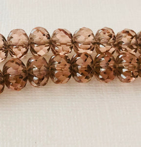 Czech Glass Peach Faceted Rondelle, 8MM