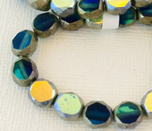 Load image into Gallery viewer, Czech Glass Table Cut Faceted Round AB Sapphire and Blue Mix, 8 MM
