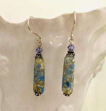 Load image into Gallery viewer, Czech Glass Lampwork Lavender Earrings in Sterling Silver
