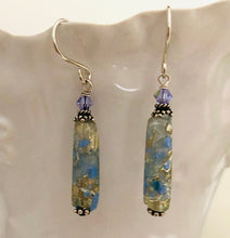Load image into Gallery viewer, Czech Glass Lampwork Lavender Earrings in Sterling Silver
