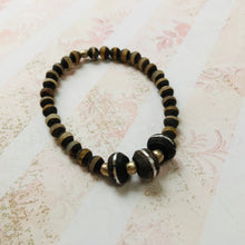 Load image into Gallery viewer, Ebony Mali and Tibetan Agate Stretch Bracelet
