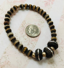 Load image into Gallery viewer, Ebony Mali and Tibetan Agate Stretch Bracelet
