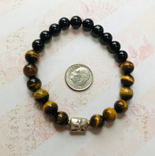 Load image into Gallery viewer, Tiger&#39;s Eye and Black Tourmaline Stretch Bracelet
