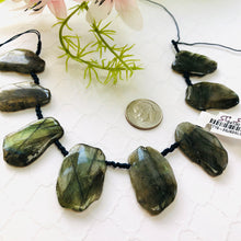 Load image into Gallery viewer, Labradorite Jagged Top Drilled Slices, 15 MM x 20 MM - 23 MM x 30MM
