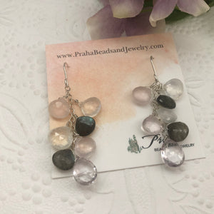 Multi Gemstone Earrings with Moonstone and Labradorite in Sterling Silver