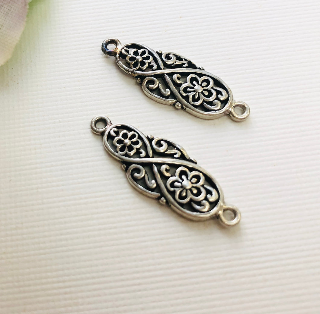 Long Sterling Silver Filigree Component, 26 MM