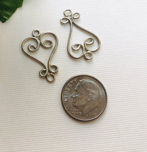 Sterling Silver Heart Filigree Component, 26 MM