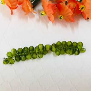 Green Top-Drilled Drop Glass Beads, Czech 8MM