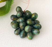 Load image into Gallery viewer, Czech Glass Sea Green Drop with Picasso Finish, 6 MM x 9 MM
