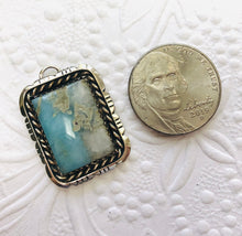 Load image into Gallery viewer, Navajo Sterling Silver Pendant with Larimar, Signed by the Artist

