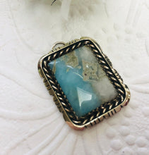 Load image into Gallery viewer, Navajo Sterling Silver Pendant with Larimar, Signed by the Artist
