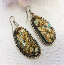 Load image into Gallery viewer, Navajo Sterling Silver Earrings with Bolder Turquoise, Signed by the Artist

