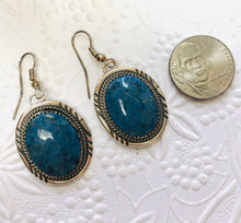 Load image into Gallery viewer, Navajo Sterling Silver Earrings with Denim Lapis, Signed by the Artist
