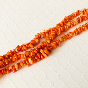 Orange Bamboo Coral Chips, 3 MM x 7 MM