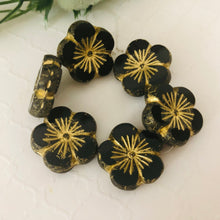 Load image into Gallery viewer, Hibiscus Flower Black with a Gold Wash and a Picasso Finish, 21MM
