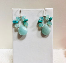 Load image into Gallery viewer, Amazonite and Chalcedony &quot;Hoop&quot; Earrings
