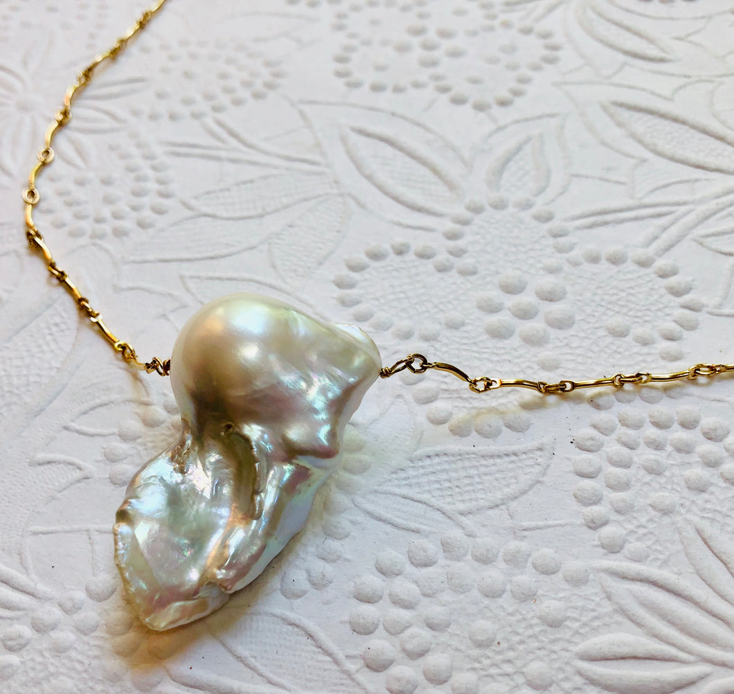Large Baroque Freshwater Pearl Necklace in 14K Gold Fill