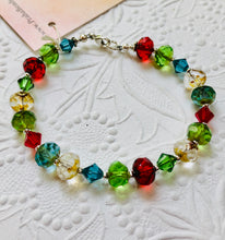 Load image into Gallery viewer, Rainbow Czech Glass and Swarovski Crystal Bracelet in Sterling Silver
