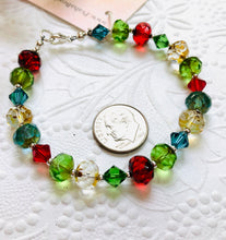 Load image into Gallery viewer, Rainbow Czech Glass and Swarovski Crystal Bracelet in Sterling Silver
