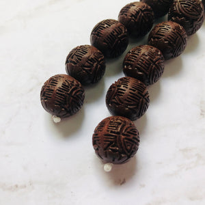 Round Carved Wood Beads, 15MM