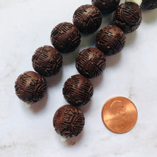 Load image into Gallery viewer, Round Carved Wood Beads, 15MM
