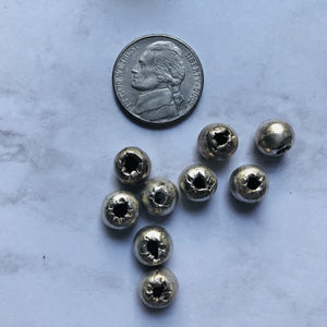 Round White Ethiopian Metal Beads, 7 - 8 MM