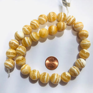 Yellow Lace Agate Rounds, 12 MM