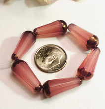 Load image into Gallery viewer, Faceted Dangle Drop Dusty Rose with Bronze Finish, 9 MM x 20 MM
