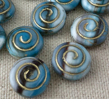 Load image into Gallery viewer, Blue Swirl Czech Glass Beads

