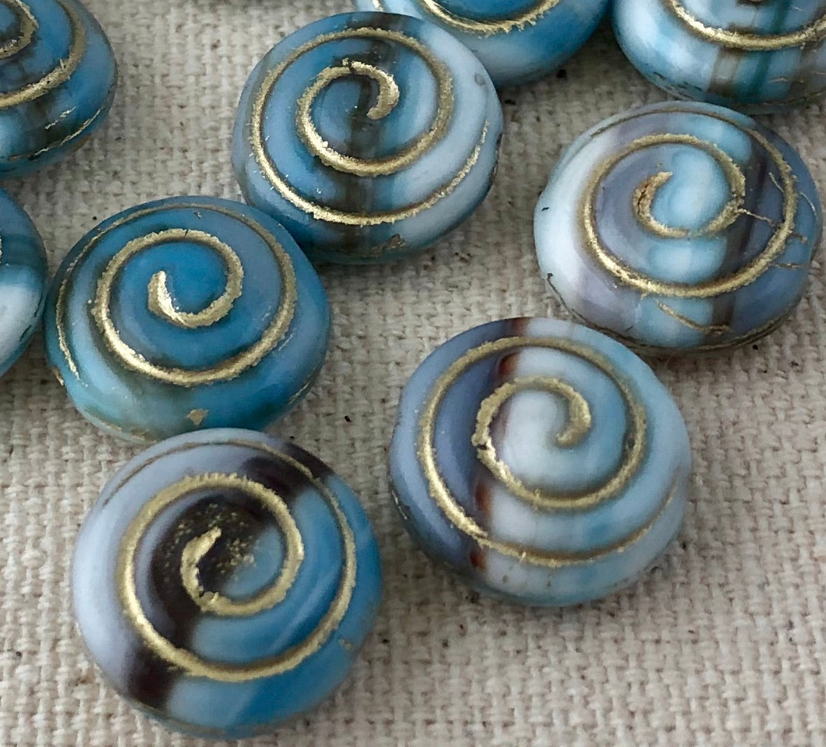 Light Blue Czech Pressed Glass Bead Mix - Assorted Sizes, Shapes