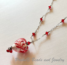 Load image into Gallery viewer, Murano Glass Silver and Red &quot;Puffy&quot; Heart on Sterling Silver SPECIAL PRICE!
