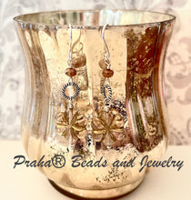 Load image into Gallery viewer, Czech Glass Lavender Flower Earrings in Sterling Silver
