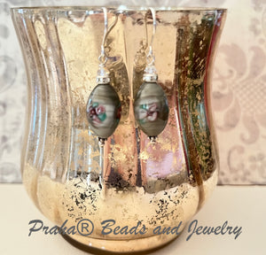 Czech Glass Gray Lampwork Earrings in Sterling Silver SPECIAL PRICE