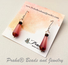 Load image into Gallery viewer, Czech Glass Pink Faceted Drop Earrings in Sterling Silver SPECIAL PRICE

