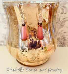 Czech Glass Pink Faceted Drop Earrings in Sterling Silver SPECIAL PRICE