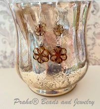 Load image into Gallery viewer, Czech Glass Light Pink Flower Earrings in Sterling Silver
