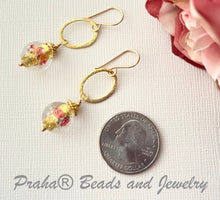 Load image into Gallery viewer, Czech Gold Foil Glass Earrings in 14K Gold Fill
