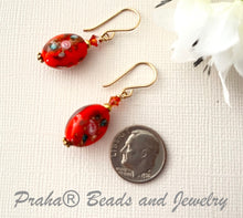 Load image into Gallery viewer, Czech Glass Orange Lampwork Earrings in 14K Gold Fill SPECIAL PRICE
