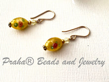 Load image into Gallery viewer, Czech Glass Yellow Lampwork Earrings in 14K Gold Fill SPECIAL PRICE
