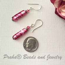 Load image into Gallery viewer, Murano Long Silver Foil and Pink Glass Earrings in Sterling Silver
