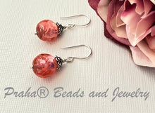 Load image into Gallery viewer, Murano Glass Pink Earrings with Silver Foil in Sterling Silver
