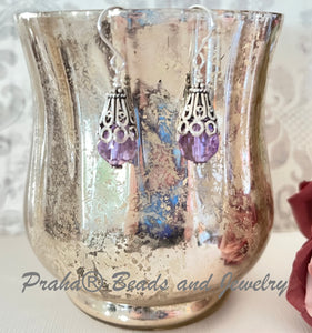Swarovski Crystal Lavender Earrings in Sterling Silver